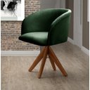 Ver imagem 2 de Poltrona Atenas Base Giratória De Madeira Sala, Quarto, Recepção, Consultório - Veludo Verde Musgo