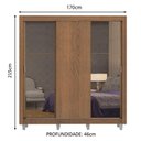 Ver imagem 4 de Guarda-roupa Casal Madesa Lyon 3 Portas de Correr com Espelhos 2 Gavetas com Pés