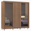 Ver imagem 3 de Guarda-roupa Casal Madesa Lyon 3 Portas de Correr com Espelhos 2 Gavetas com Pés