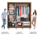 Ver imagem 5 de Guarda-roupa Casal Madesa Lyon 3 Portas de Correr com Espelhos 2 Gavetas com Pés