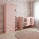 Ver imagem 1 de Quarto de Bebe Infantil Doce Sonho Berço e Guarda Roupas 2 Portas 3 Gavetas Qmovi