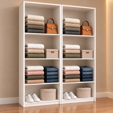 Armário Closet Modulado Prateleiras Luna Branco - 2 Peças