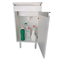Gabinete 46cm De Lavanderia Com Puxador Perfil e Tanque 22L Tanque: Branco - 5