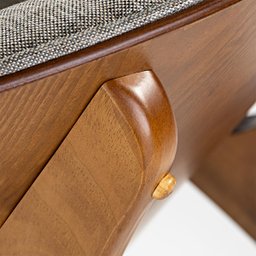 Poltrona Estofada Decorativa Pérola 76 x 72 Cm Madeira Maciça Imbuia Linho Cinza L55 - 3
