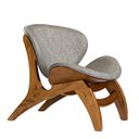 Ver imagem 1 de Poltrona Estofada Decorativa Pérola 76 x 72 Cm Madeira Maciça Imbuia Linho Cinza L55