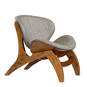 Poltrona Estofada Decorativa Pérola 76 x 72 Cm Madeira Maciça Imbuia Linho Cinza L55