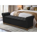 Ver imagem 1 de Baú para Quarto Cama Box Queen Size Grécia Madeira Estofado:preto