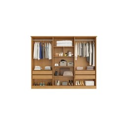 Guarda Roupa Casal Nina 100% Mdf 6 Portas 4 Gavetas Puxador em Madeira - Bianchi Móveis - 2