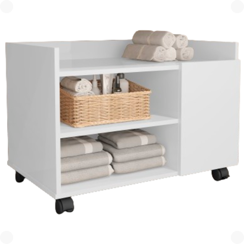 Gabinete para Banheiro com Rodinhas Londres:branco