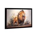 Ver imagem 1 de Quadro Decorativo Leão Majestoso Aquarela 84x54 Moldura Preta e Vidro