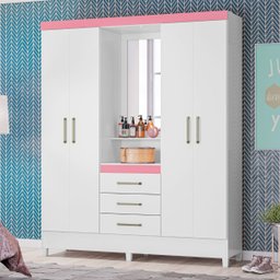 Guarda-Roupa Capelinha Com Espelho 4 Portas E 3 Gavetas Persia - 2 Guarda-Roupa Capelinha Com Espelho 4 Portas E 3 Gavetas Persia - 2