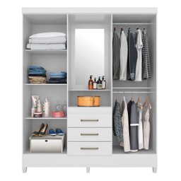 Guarda-Roupa Capelinha Com Espelho 4 Portas E 3 Gavetas Persia - 7 Guarda-Roupa Capelinha Com Espelho 4 Portas E 3 Gavetas Persia - 7