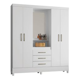 Guarda-Roupa Capelinha Com Espelho 4 Portas E 3 Gavetas Persia - 14 Guarda-Roupa Capelinha Com Espelho 4 Portas E 3 Gavetas Persia - 14