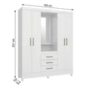 Ver imagem 4 de Guarda Roupa Casal com Espelho e Capelinha 4 Portas 3 Gavetas Pérsia Branco