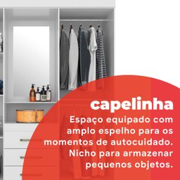 Guarda-Roupa Capelinha Com Espelho 4 Portas E 3 Gavetas Persia - 10 Guarda-Roupa Capelinha Com Espelho 4 Portas E 3 Gavetas Persia - 10