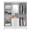 Ver imagem 5 de Guarda Roupa Casal com Espelho e Capelinha 4 Portas 3 Gavetas Pérsia Branco