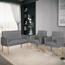 Ver imagem 1 de Kit Lauren Namoradeira para Sala + 2 Poltronas Decorativas Cinza