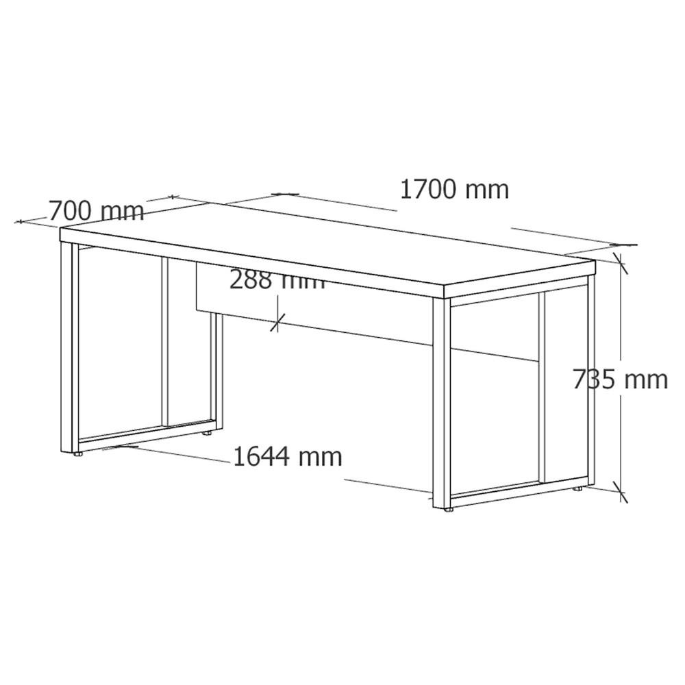 Escrivaninha Industrial 1,70m X 70cm Pé Metal Nogal Pr F5 Cor:nogal com Preto - 2