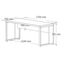 Ver imagem 2 de Escrivaninha Industrial 1,70m X 70cm Pé Metal Nogal Pr F5 Cor:nogal com Preto