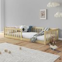 Ver imagem 2 de Cama Infantil Solteiro Chão com Grades Montessoriana Gustavo Natural Idimex