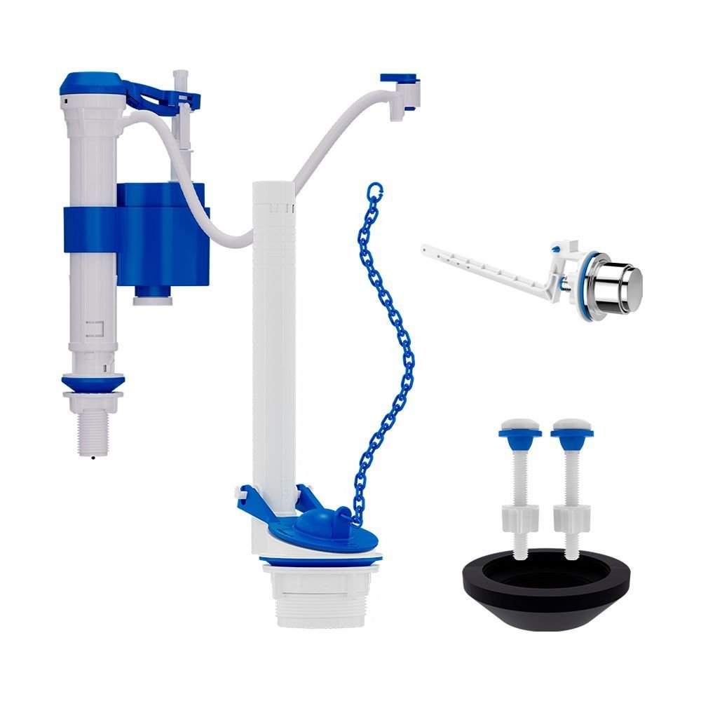 Kit Completo Branco para Caixa Acoplada Blukit com Acionamento Lateral Cromado 340286 - 1