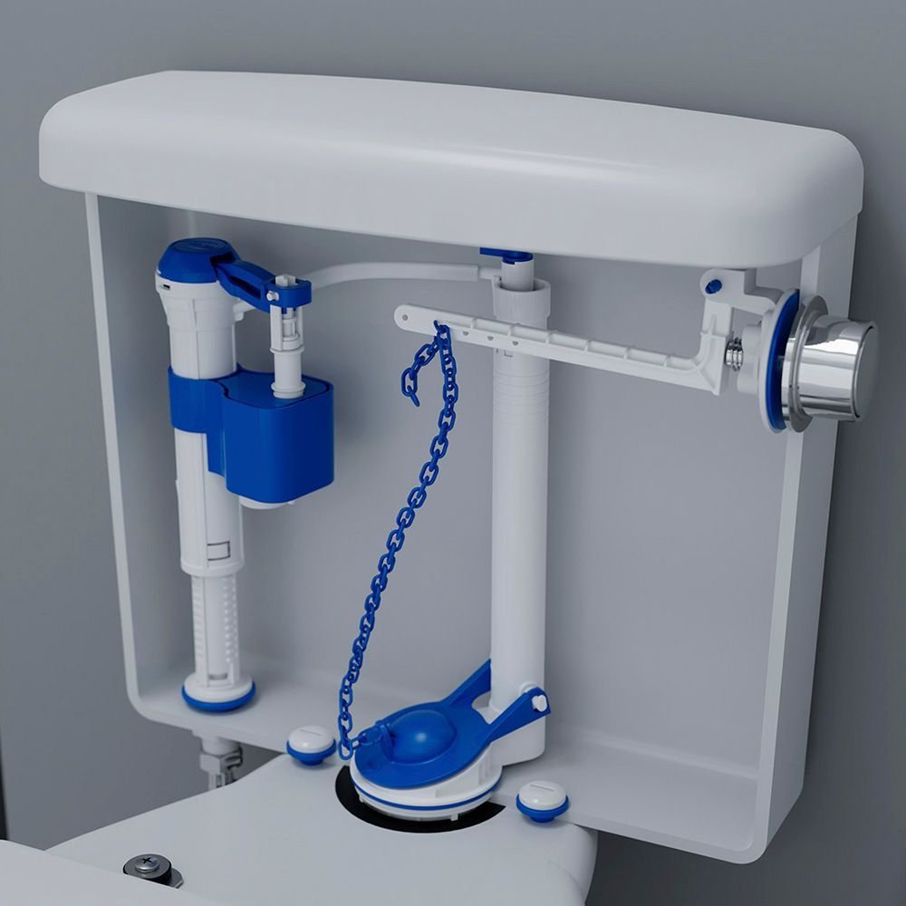 Kit Completo Branco para Caixa Acoplada Blukit com Acionamento Lateral Cromado 340286 - 2
