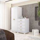 Ver imagem 1 de Cômoda Guarda-roupa com 4 Gavetas e 5 Prateleiras Cristine Branco/camarim