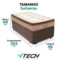 Ver imagem 2 de Cama Box com Baú Solteiro Victory Bicama Euro Pillow Molas Ensacadas Marrom Vtech