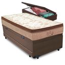 Ver imagem 1 de Cama Box com Baú Solteiro Victory Bicama Euro Pillow Molas Ensacadas Marrom Vtech