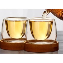 Conj 2 Copos Parede Dupla C/ Base Bambu 80ml - Mimo Style - 3