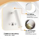 Ver imagem 2 de 2 Arandela Spot Led Foco Móvel Usb e Usb-c Cabeceira Bet98