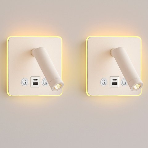 2 Arandela Spot Led Foco Móvel Usb e Usb-c Cabeceira Bet98