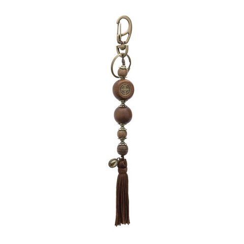 Chaveiro Medalha de São Bento Madeira com Pompom Fornecedor 1 F1-ct15-158-5