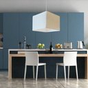 Ver imagem 3 de Lustre Pendente Quadrado Vivare Md-4058 Cúpula em Tecido 21/25x25cm - Bivolt Linho Bege 127/220v
