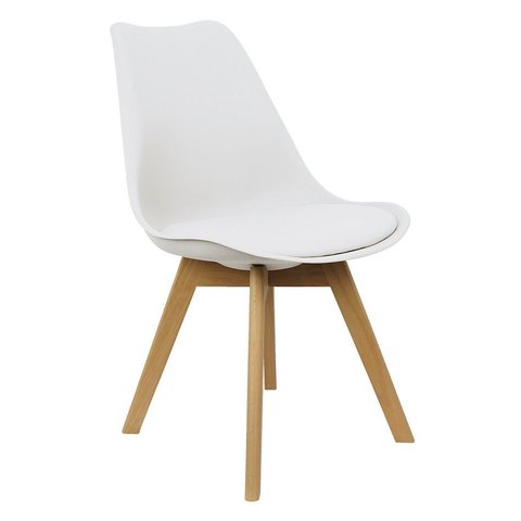 Cadeira Leda Eames Jantar Cozinha com Assento Estofado Branco