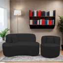 Ver imagem 2 de Kit 2 Poltronas com Sofá Curvo 2 Lugares Feijão Forma Orgânica 1,50 Bouclé Maranata