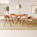 Ver imagem 1 de Conjunto de Mesa Redonda 120cm com 4 Cadeiras Luna Marrom/Nude/Freijó Yescasa