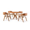 Ver imagem 3 de Conjunto de Mesa Redonda 120cm com 4 Cadeiras Luna Marrom/Nude/Freijó Yescasa