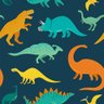 Papel de Parede desenhado à mão com dinossauros. perfeito para tecido infantil, têxtil,  de berçário - 1