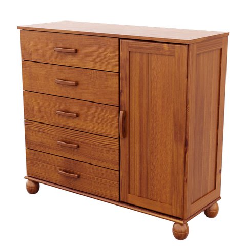 Comoda Sapateira Alpha com 5 Gavetas 1 Porta Madeira Maciça