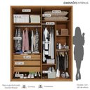 Ver imagem 5 de Conjunto Guarda-Roupa 4 Portas 3 Gavetas Cômoda 8 Gavetas com Tampo MDF Lizz Off White/Cedro