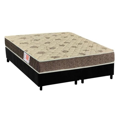 Cama Box Queen: Colchão Espuma Orthoflex D33 Comfortpedic Line + Base CRC Suede Black(158x198)