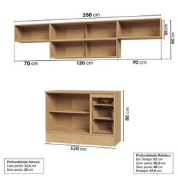 Cozinha Modulada 5 Peças 4 Aéreos 1 Balcão Nara Cabecasa Madeiramadeira - 4