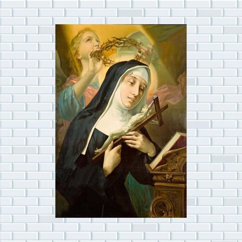 Placa Decorativa Mdf Santa Rita de Cássia Tamanho 20x27cm