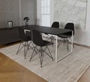 Ver imagem 1 de Mesa Industrial Base Ferro Branco Tampo 137x90 Preto 4 Cadeiras Eames Ferro Preto Assento Preto