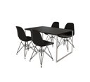 Ver imagem 2 de Mesa Industrial Base Ferro Branco Tampo 137x90 Preto 4 Cadeiras Eames Ferro Preto Assento Preto