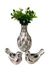Ver imagem 1 de Kit Enfeite Para Rack Vasinho Passarinhos Planta Decoração Prata