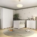 Ver imagem 1 de Quarto de Bebê Completo com Berço Americano 3 em 1 Realeza Multimóveis Mp4583 Branco