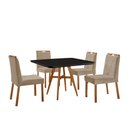 Ver imagem 1 de Conjunto Sala de Jantar Mesa Atenas 90x90cm Preto com 4 Cadeiras Bela Veludo Bege