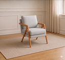 Ver imagem 5 de Kit 2 Poltronas Decorativa Mona Luxo Linho Cinza Claro e Base Madeira Maciça